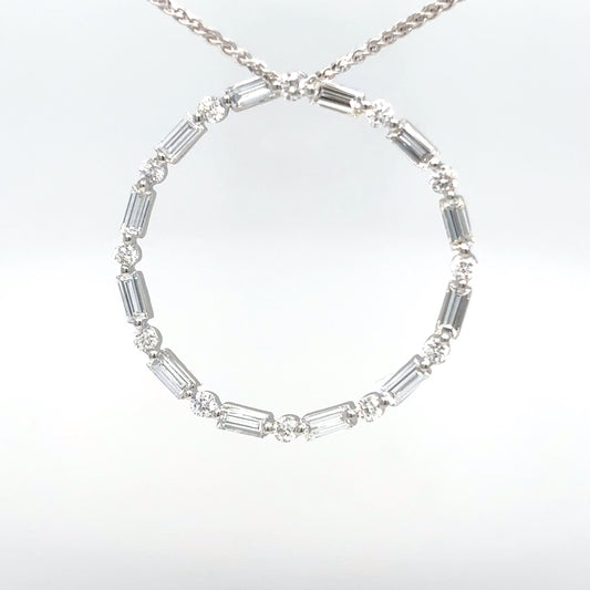 14KW 0.92CTW BAGUETTE-ROUND CIRCLE SLIDE PENDANT VS2/G 2.3G-Fine Jewelry in Bradenton &amp; Lakewood Ranch, Fl. | Michael &amp; Co. Jewelers