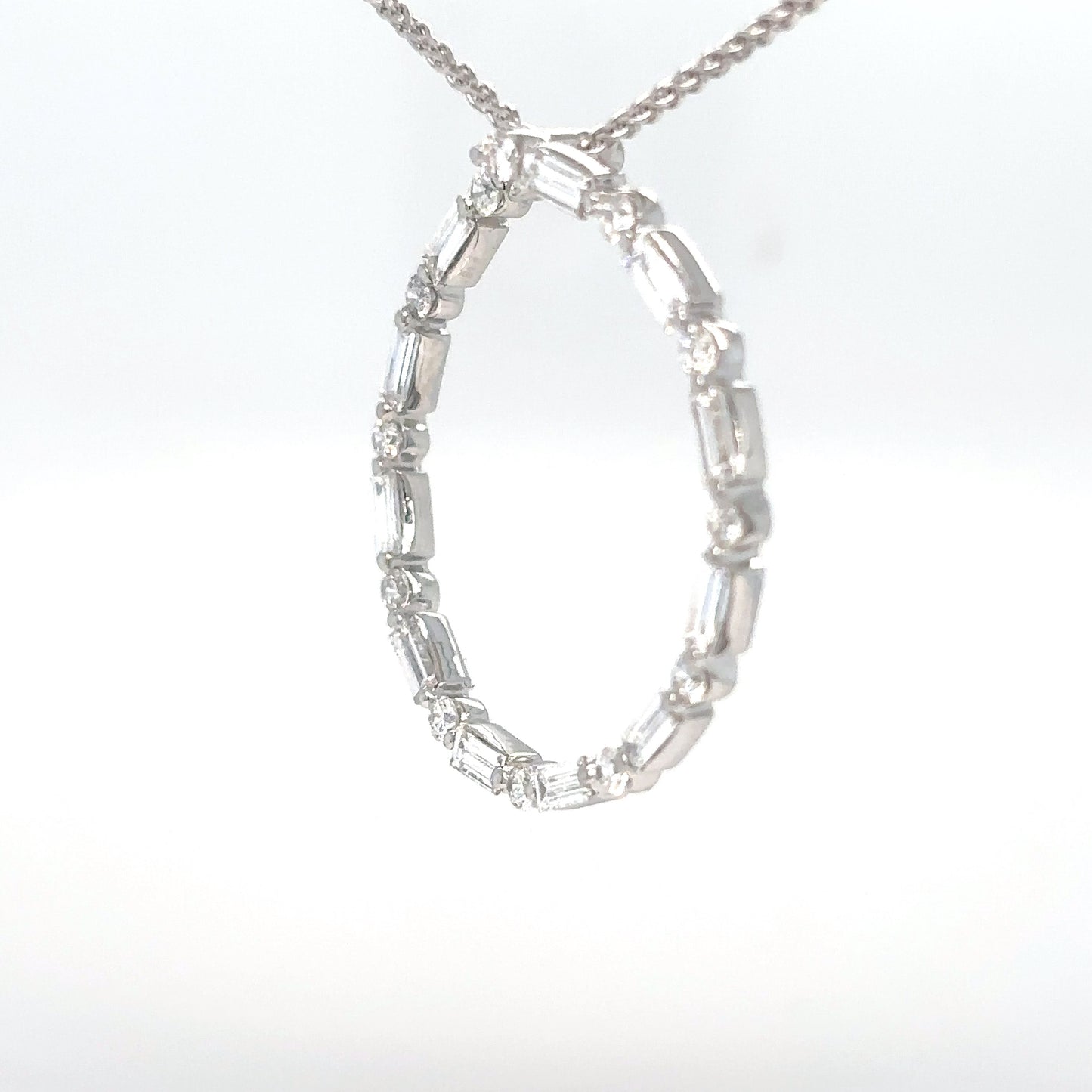 14KW 0.92CTW BAGUETTE-ROUND CIRCLE SLIDE PENDANT VS2/G 2.3G