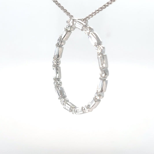 14KW 0.92CTW BAGUETTE-ROUND CIRCLE SLIDE PENDANT VS2/G 2.3G-Fine Jewelry in Bradenton &amp; Lakewood Ranch, Fl. | Michael &amp; Co. Jewelers