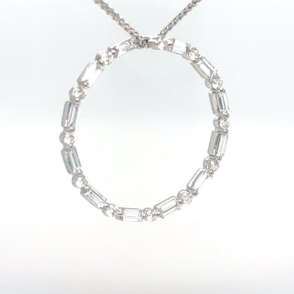 14KW 0.92CTW BAGUETTE-ROUND CIRCLE SLIDE PENDANT VS2/G 2.3G