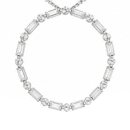 14KW 0.92CTW BAGUETTE-ROUND CIRCLE SLIDE PENDANT VS2/G 2.3G