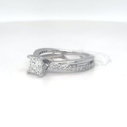 14KW 0.92CTW PRINCESS-ROUND DIAMOND ENGAGEMENT RING SI1/G 3.6G