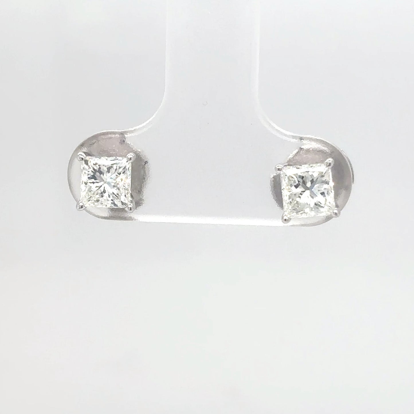 14KW 0.96CTW PRINCESS CUT DIAMOND EARRINGS SI2/I