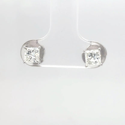 14KW 0.96CTW PRINCESS CUT DIAMOND EARRINGS SI2/I