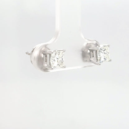 14KW 0.96CTW PRINCESS CUT DIAMOND EARRINGS SI2/I