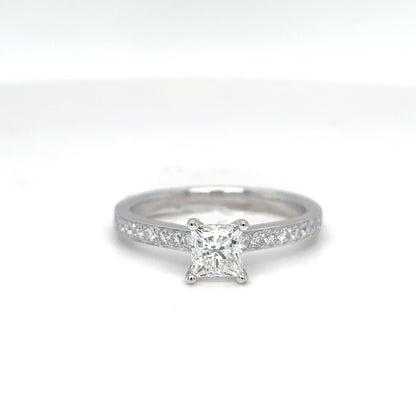 14KW 0.96CTW SQUARE MODIFIED-ROUND BRILLIANT DIAMOND ENGAGEMENT RING I1/I 2.5G