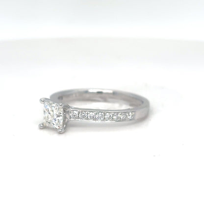 14KW 0.96CTW SQUARE MODIFIED-ROUND BRILLIANT DIAMOND ENGAGEMENT RING I1/I 2.5G