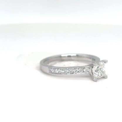 14KW 0.96CTW SQUARE MODIFIED-ROUND BRILLIANT DIAMOND ENGAGEMENT RING I1/I 2.5G