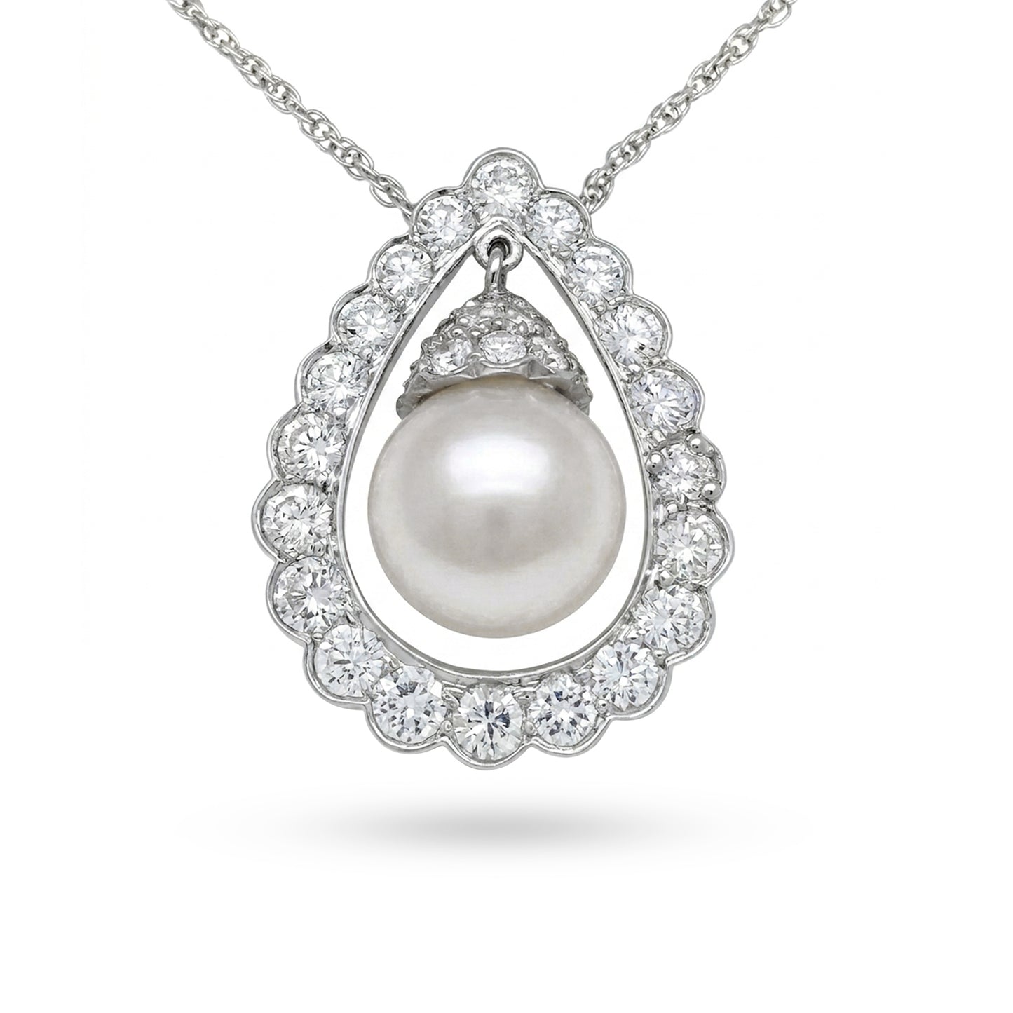 14KW 16" 11MM SOUTH SEA PEARL-2.50CTW DIAMOND PENDANT "AA" VS/F-G 9.2G