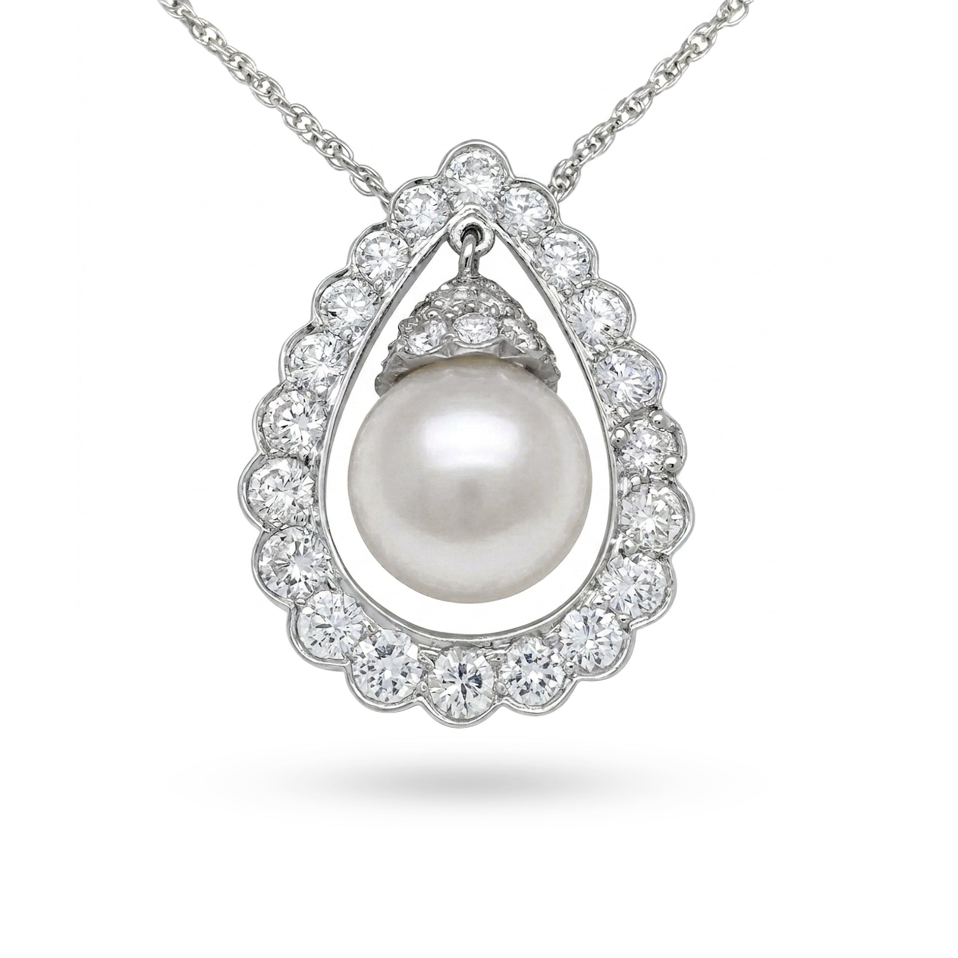 14KW 16" 11MM SOUTH SEA PEARL-2.50CTW DIAMOND PENDANT "AA" VS/F-G 9.2G