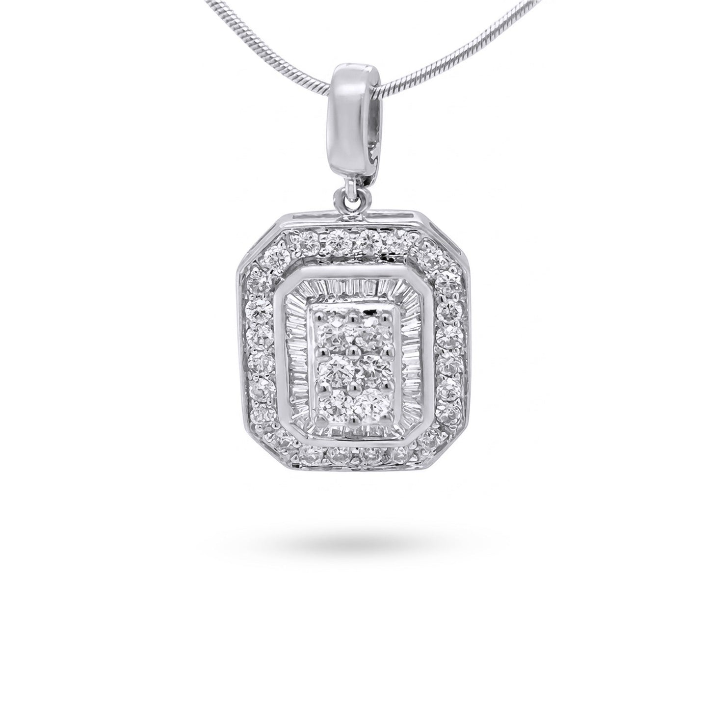 14KW 1.00CTW BAGUETTE-ROUND DIAMOND PENDANT SI/G 3.2G