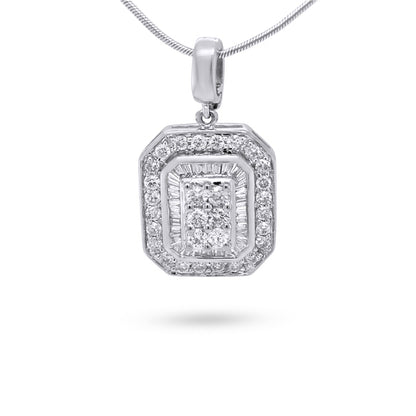 14KW 1.00CTW BAGUETTE-ROUND DIAMOND PENDANT SI/G 3.2G