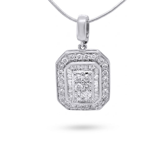 14KW 1.00CTW BAGUETTE-ROUND DIAMOND PENDANT SI/G 3.2G