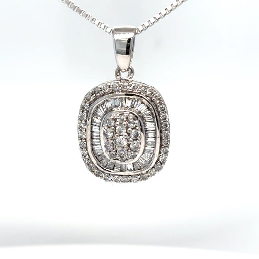 14KW 1.00CTW BAGUETTE-ROUND DIAMOND PENDANT SI/G-H 5.5G-Fine Jewelry in Bradenton &amp; Lakewood Ranch, Fl. | Michael &amp; Co. Jewelers