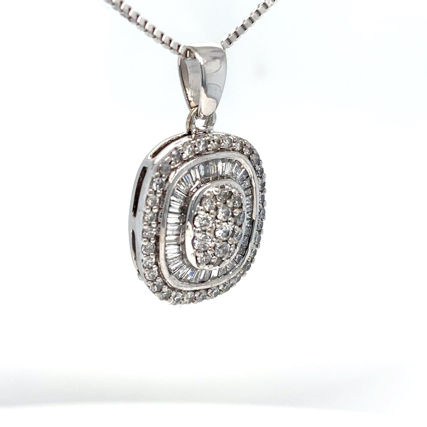 14KW 1.00CTW BAGUETTE-ROUND DIAMOND PENDANT SI/G-H 5.5G