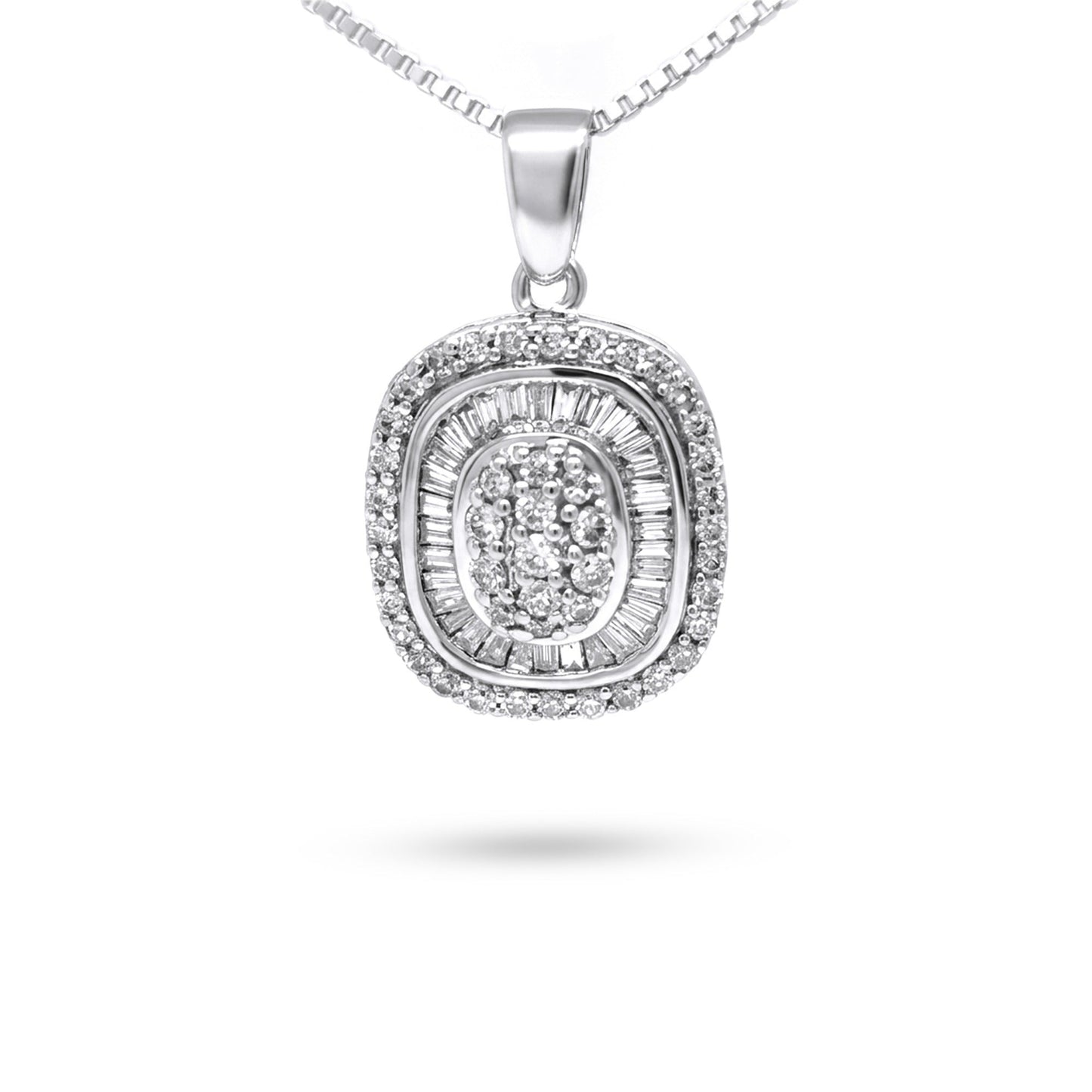 14KW 1.00CTW BAGUETTE-ROUND DIAMOND PENDANT SI/G-H 5.5G