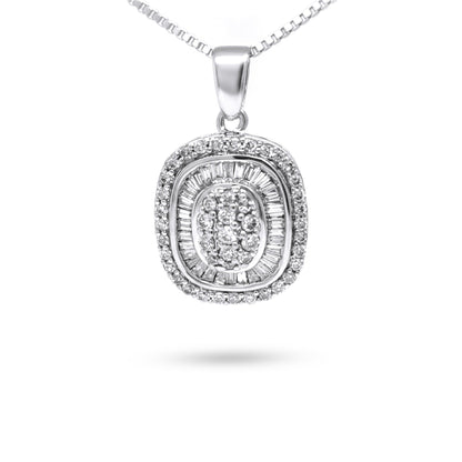 14KW 1.00CTW BAGUETTE-ROUND DIAMOND PENDANT SI/G-H 5.5G