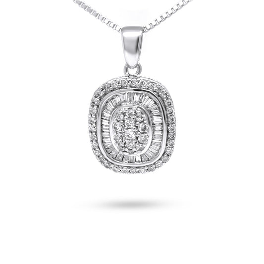 14KW 1.00CTW BAGUETTE-ROUND DIAMOND PENDANT SI/G-H 5.5G