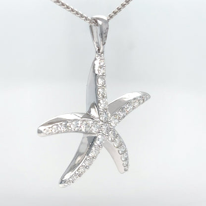 14KW 1.00CTW DIAMOND STARFISH PENDANT SI1/G-H 3.5G