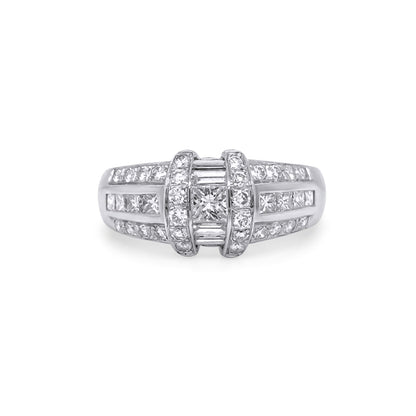 14KW 1.00CTW PRINCESS-BAGUETTE-ROUND DIAMOND BAND SI1/H-I 5.5G