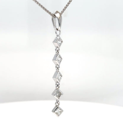 14KW 1.00CTW PRINCESS CUT DIAMOND DANGLE PENDANT SI/H-I 1.6G