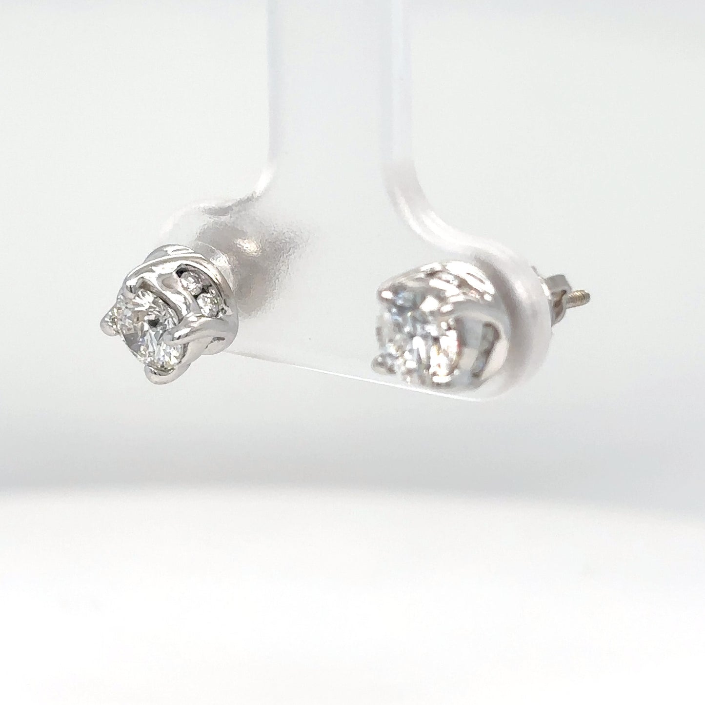 14KW 1.00CTW ROUND BRILLIANT HIDDEN HALO DIAMOND EARRINGS I1/H-I