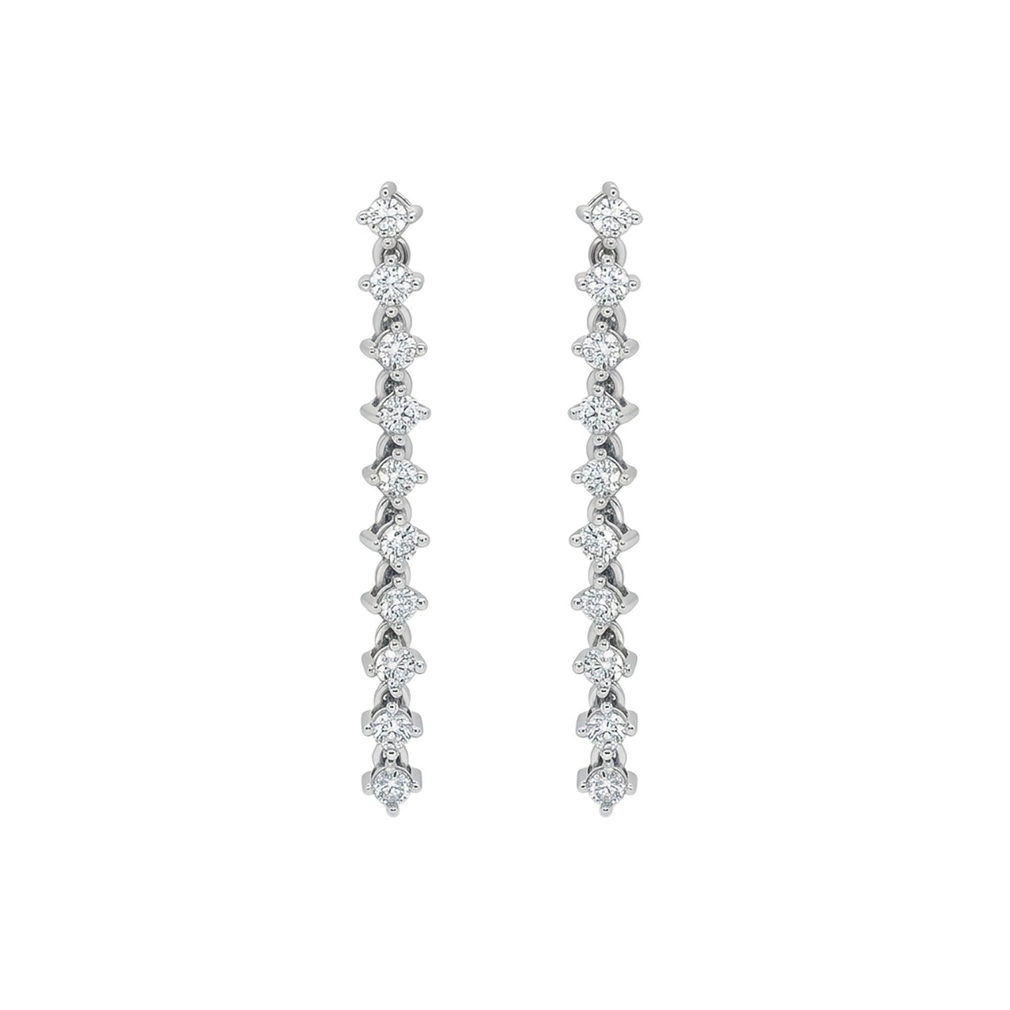 14KW 1.00CTW ROUND DIAMOND DANGLE EARRINGS VS/G-H 3.5G