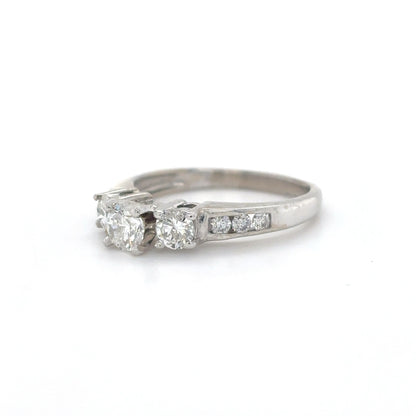 14KW 1.00CTW THREE ROUND DIAMOND ENGAGEMENT RING I1/H-I 3.2G