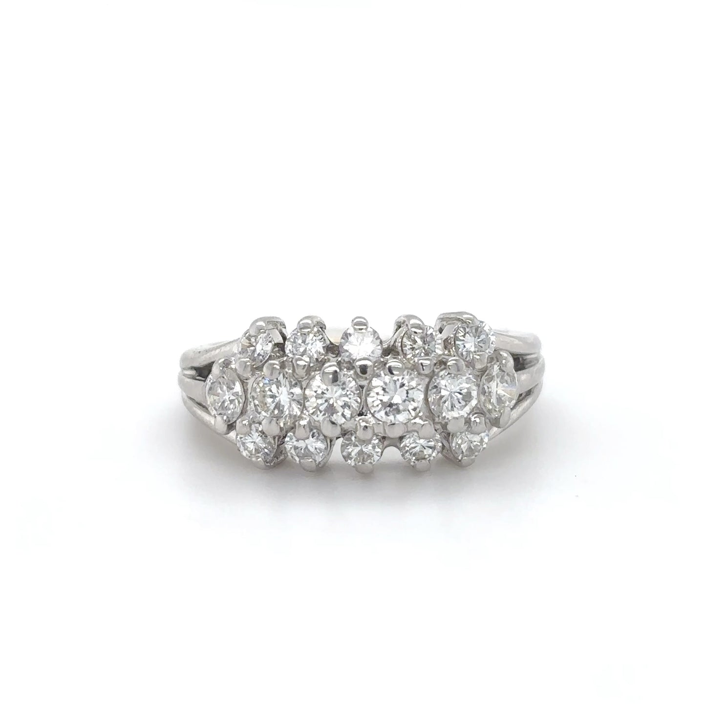 14KW 1.00CTW THREE ROW DIAMOND BAND SI2/G-H 4.4G