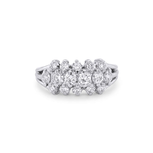14KW 1.00CTW THREE ROW DIAMOND BAND SI2/G-H 4.4G
