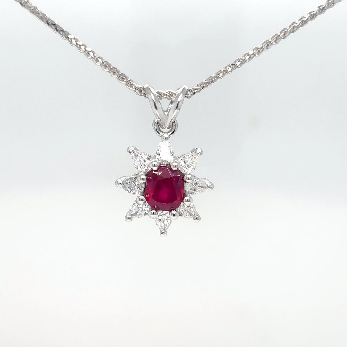 14KW 1.08CTW RUBY- DIAMOND PENDANT "AA" VS/F-G 1.6G