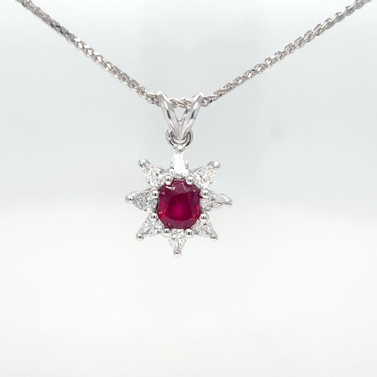 14KW 1.08CTW RUBY- DIAMOND PENDANT "AA" VS/F-G 1.6G