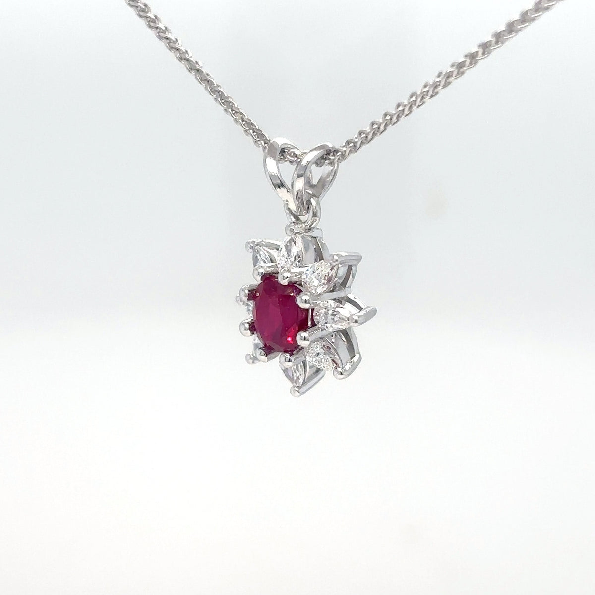14KW 1.08CTW RUBY- DIAMOND PENDANT "AA" VS/F-G 1.6G