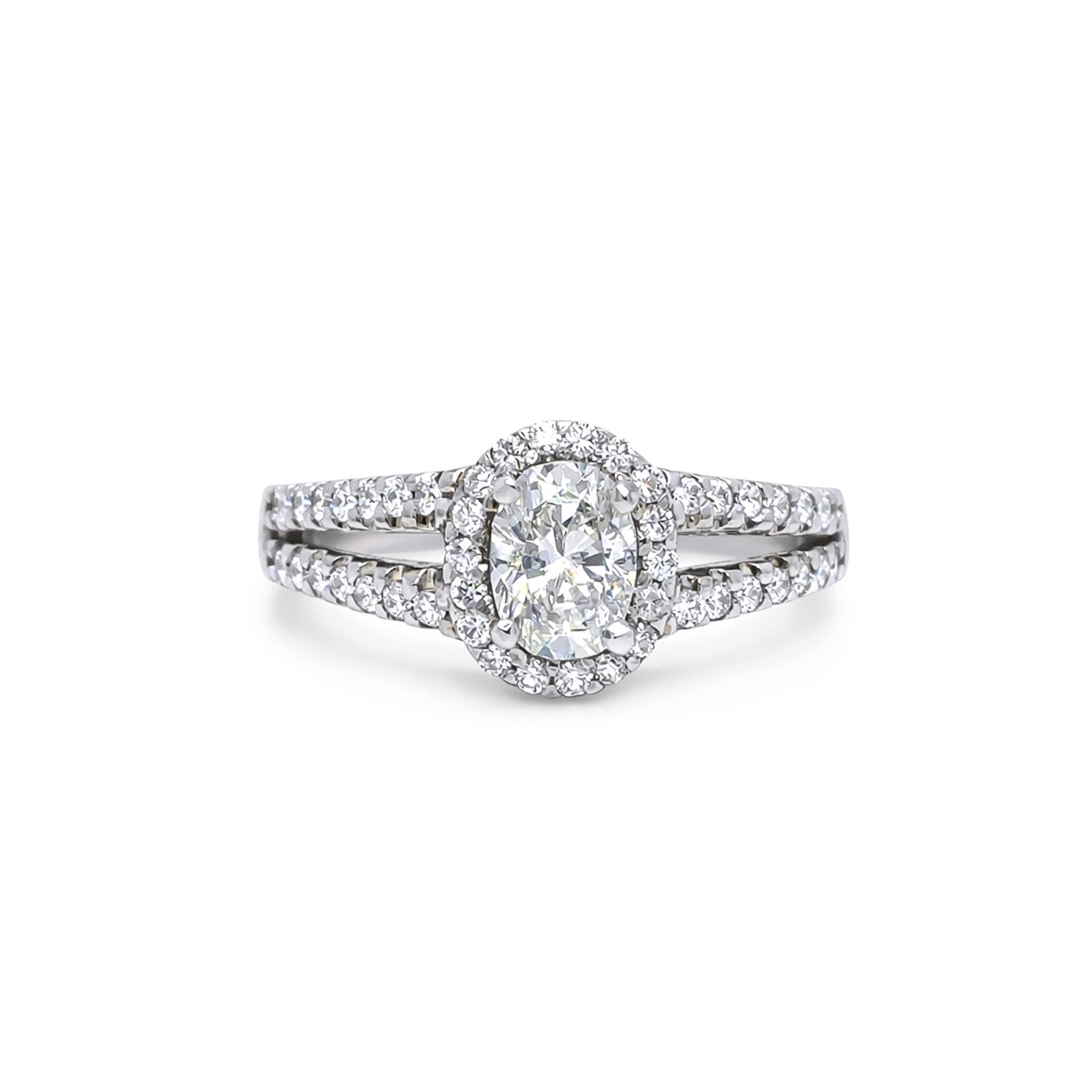 14KW 1.26CTW OVAL-ROUND DIAMOND HALO ENGAGEMENT RING SI2-VS2/G-I-Fine Jewelry in Bradenton &amp; Lakewood Ranch, Fl. | Michael &amp; Co. Jewelers
