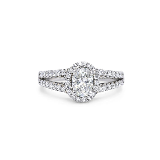 14KW 1.26CTW OVAL-ROUND DIAMOND HALO ENGAGEMENT RING SI2-VS2/G-I-Fine Jewelry in Bradenton &amp; Lakewood Ranch, Fl. | Michael &amp; Co. Jewelers