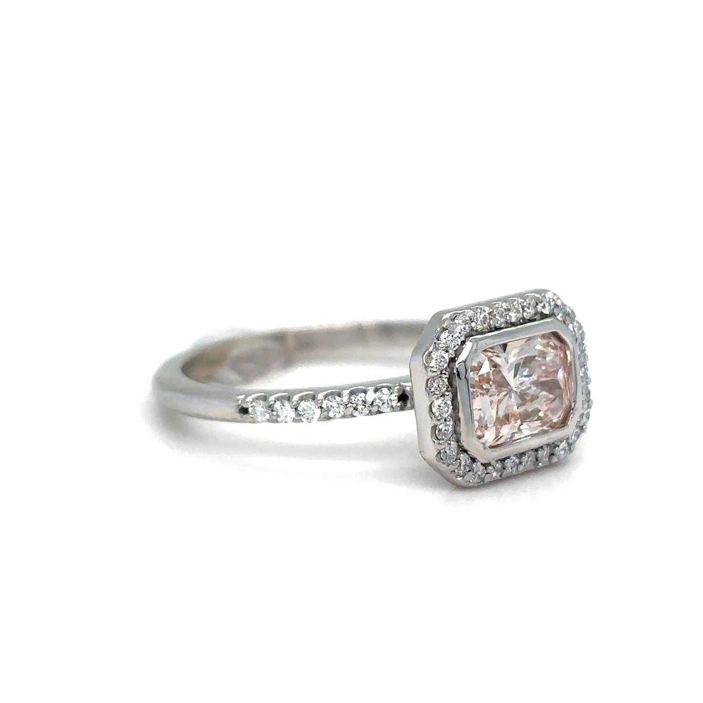 14KW 1.42CTW FANCY PINK-WHITE LAB GROWN DIAMOND RING VS1-FIP/VS1/F 4.0G