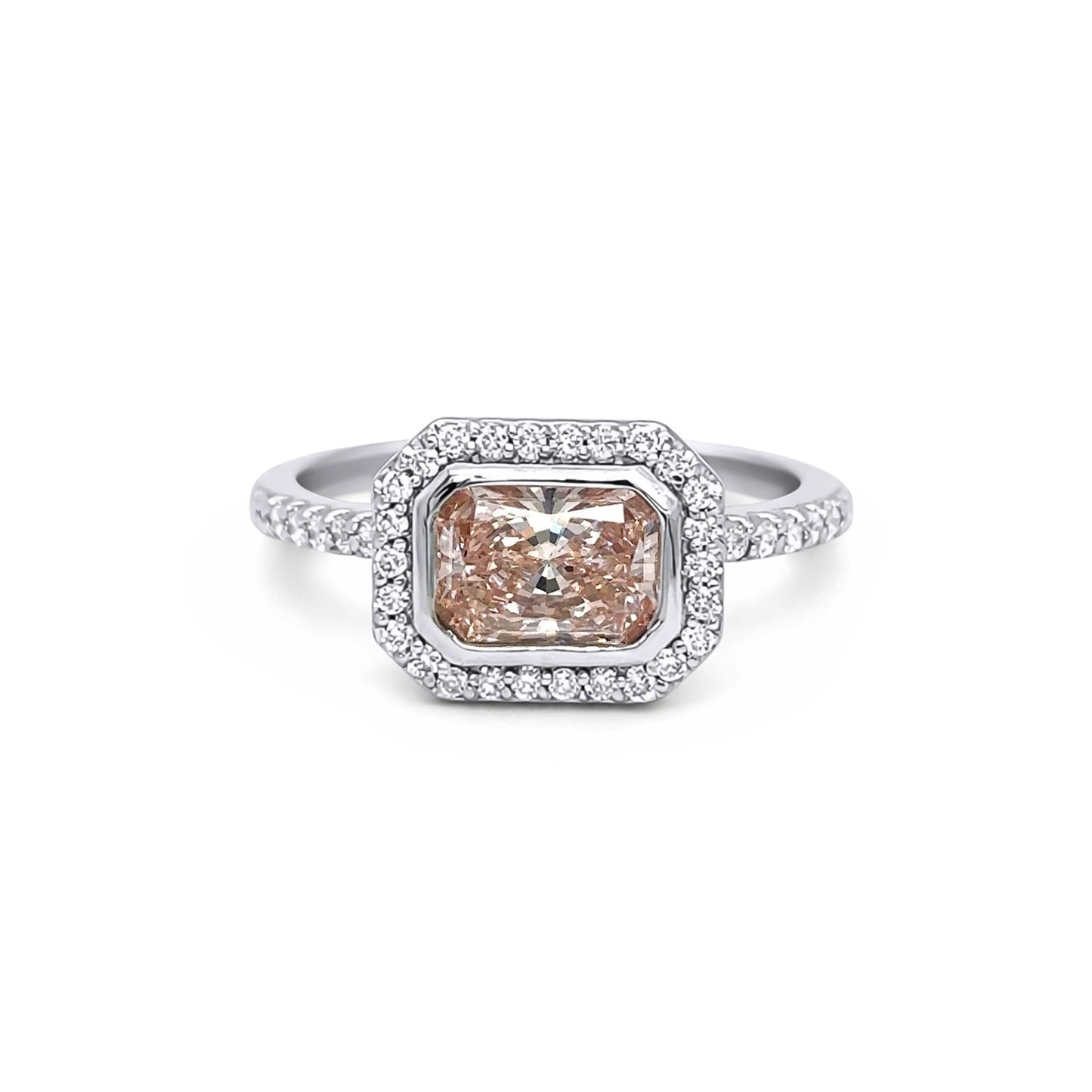 14KW 1.42CTW FANCY PINK-WHITE LAB GROWN DIAMOND RING VS1-FIP/VS1/F 4.0G