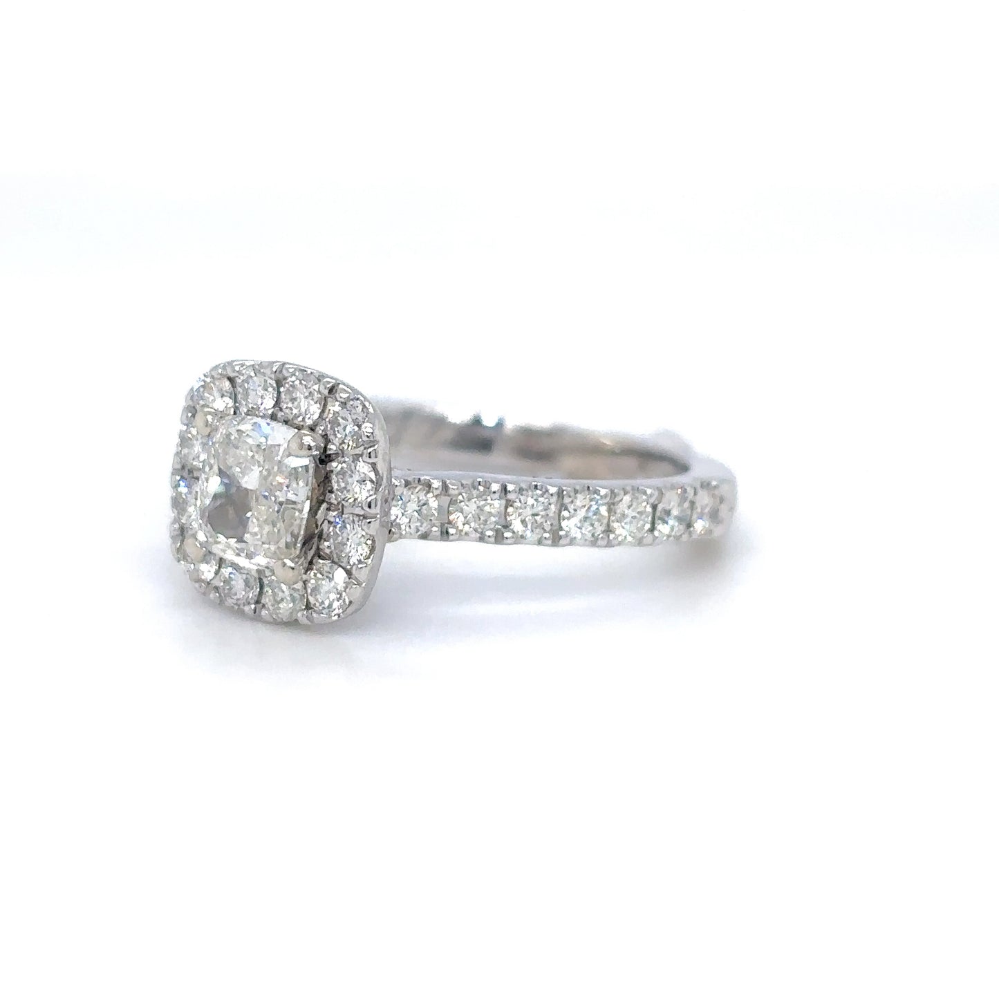 14KW 1.46CTW CUSHION MODIFIED BRILLIANT HALO ENGAGEMENT RING I1/I-SI1/G-H 4.3G