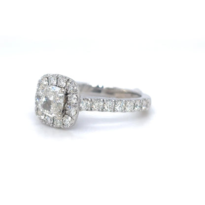 14KW 1.46CTW CUSHION MODIFIED BRILLIANT HALO ENGAGEMENT RING I1/I-SI1/G-H 4.3G