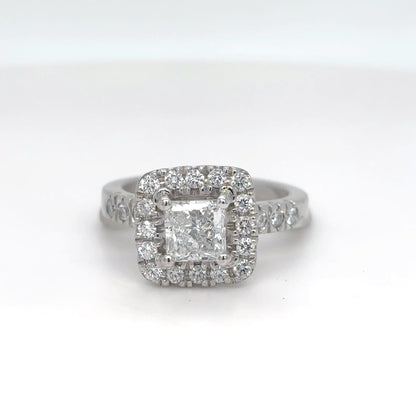 14KW 1.48 CTW PRINCESS CUT DIAMOND HALO RING