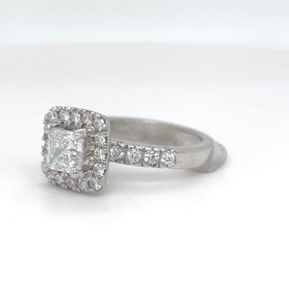 14KW 1.48 CTW PRINCESS CUT DIAMOND HALO RING