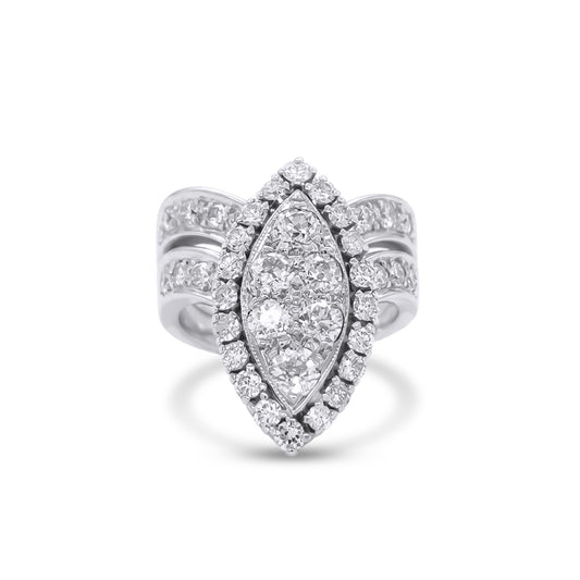 14KW 1.75CTW OLD EUROPEAN MARQUISE CLUSTER HALO DIAMOND BRIDAL SET VS2-SI1/G-H 9.3G - Fine Jewelry in Bradenton Michael & Co. Jewelers