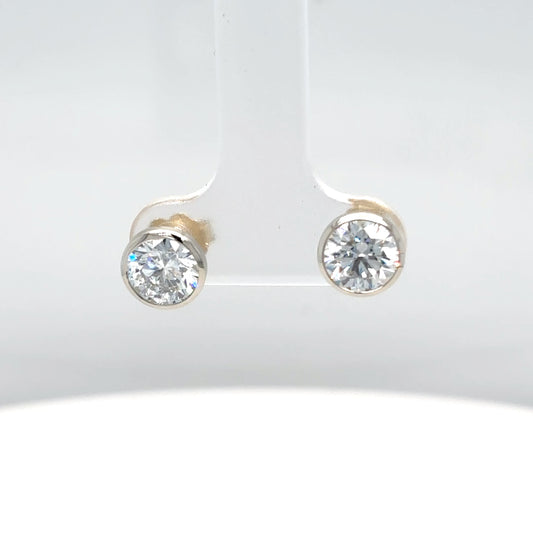 14KW 2.08CTW ROUND BRILLIANT LAB GROWN DIAMOND BEZEL SOLTAIRE EARRINGS IF/D-Fine Jewelry in Bradenton &amp; Lakewood Ranch, Fl. | Michael &amp; Co. Jewelers