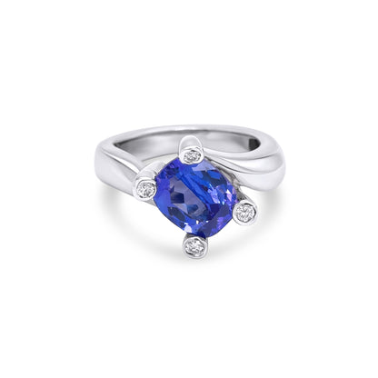 14KW 2.15CT TANZANITE-.12CT DIAMOND RING