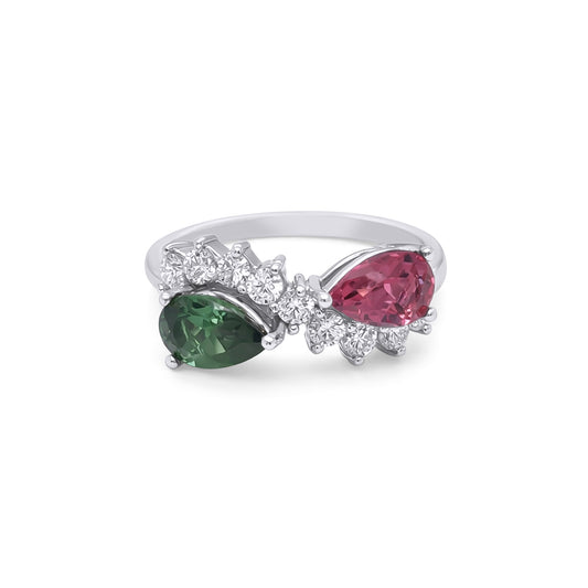 14KW 2.22CTW PINK/GREEN TOURMALINE-DIAMOND RING "AAA" VS2/F 3.8G-Fine Jewelry in Bradenton &amp; Lakewood Ranch, Fl. | Michael &amp; Co. Jewelers