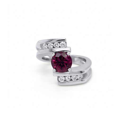 14KW 2.26CT PURPLE RHODOLITE GARNET-0.50CTW DIAMOND RING VS/G-H 10.5G-Fine Jewelry in Bradenton &amp; Lakewood Ranch, Fl. | Michael &amp; Co. Jewelers