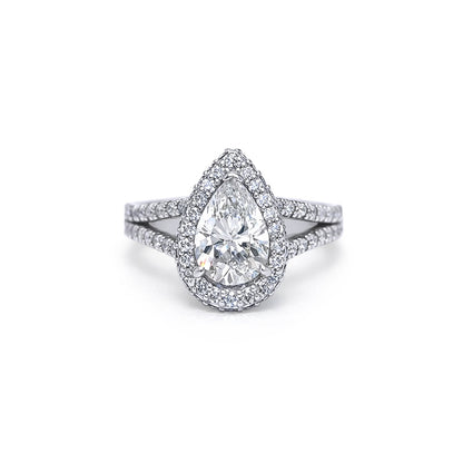 14KW 2.28CTW PEAR BRILLIANT DIAMOND HALO RING SI1/F 5.7G