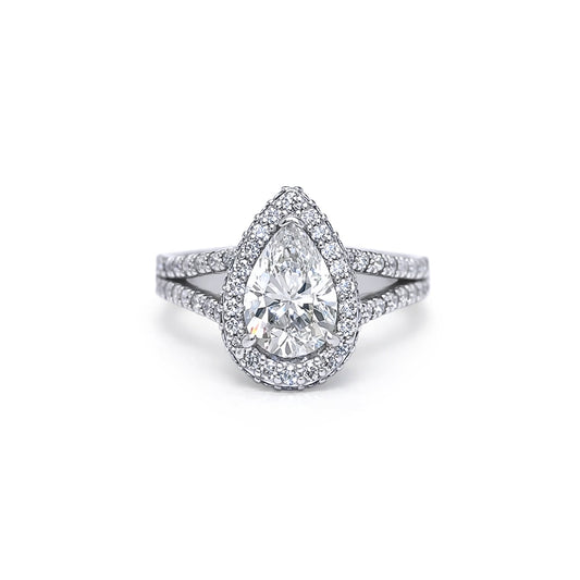 14KW 2.28CTW PEAR BRILLIANT DIAMOND HALO RING SI1/F 5.7G-Fine Jewelry in Bradenton &amp; Lakewood Ranch, Fl. | Michael &amp; Co. Jewelers