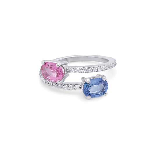 14KW 2.42CTW BLUE/PINK SAPPHIRE-DIAMOND BYPASS RING "AAA" VS2/F-G 3.5G-Fine Jewelry in Bradenton &amp; Lakewood Ranch, Fl. | Michael &amp; Co. Jewelers