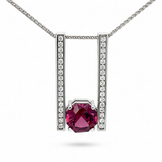 14KW 2.92CT RHODOLITE GARNET AND DIAMOND SLIDE PENDANT "AAA" VS/G-H 5.7G-Fine Jewelry in Bradenton &amp; Lakewood Ranch, Fl. | Michael &amp; Co. Jewelers